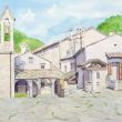 Het klooster van La Verna. Umbri&euml;, Tiali&euml;. 50 x 60 cm.